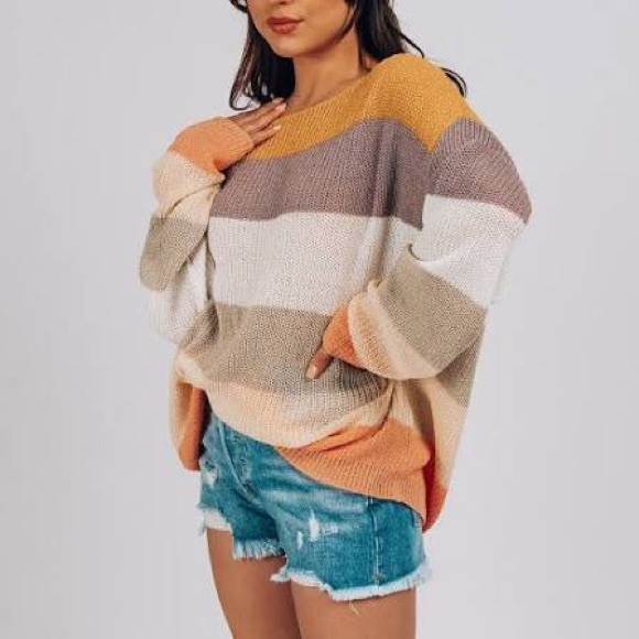 🆕 Color-Block Boatneck Knit Sweater Top - Picture 5 of 16